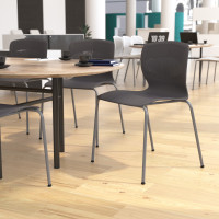Flash Furniture RUT-NC618-GY-GG HERCULES Series Commercial Grade 770 lb. Capacity Ergonomic Stack Chair with Lumbar Support and Silver Steel Frame - Gray